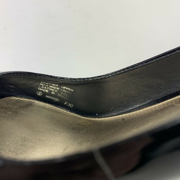 Antonio Melani Marion Heels 5.5 Black Patent Leather Shiny Classic Peep Toe - Picture 8 of 8